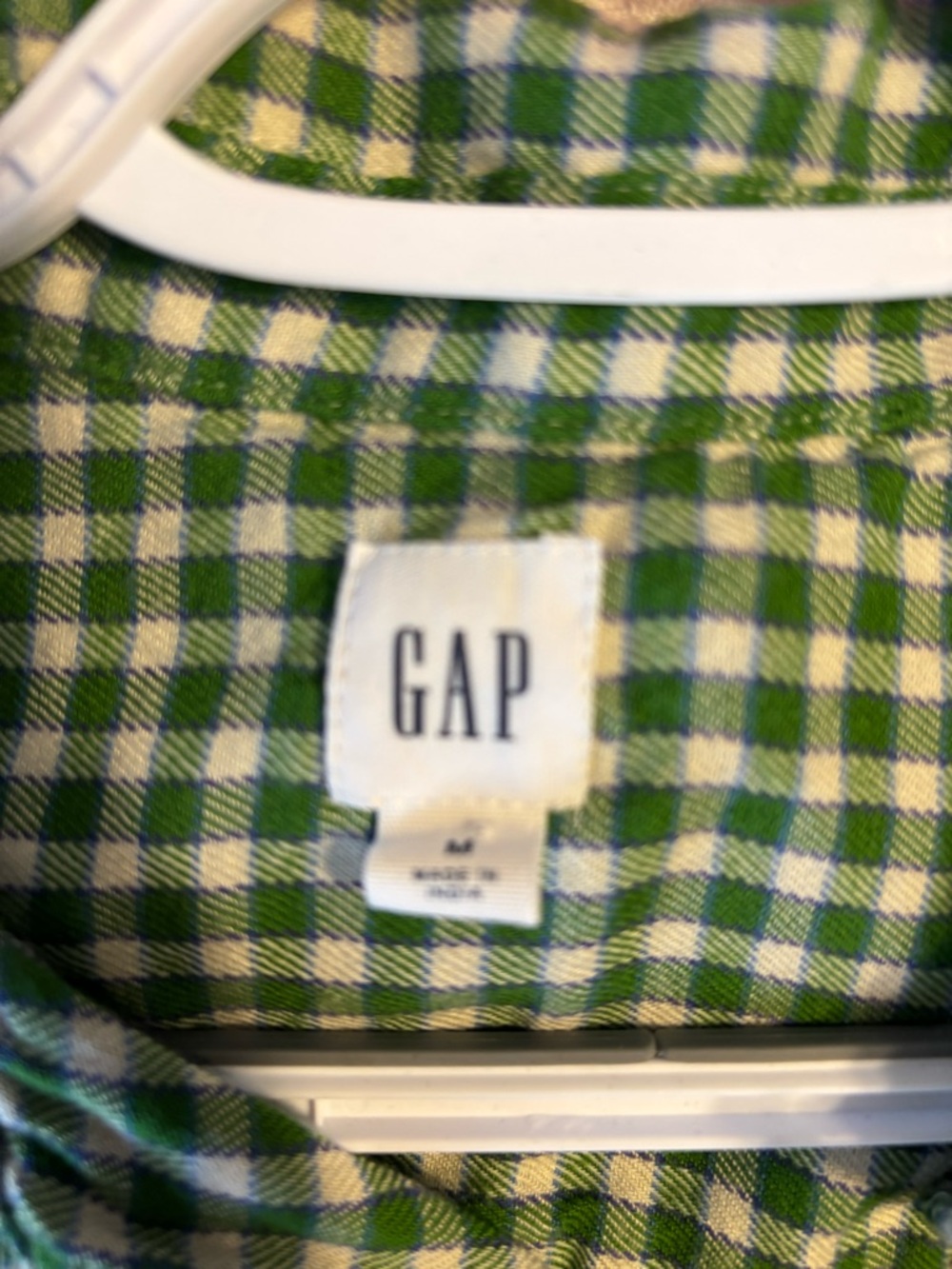 Gap Rounded Collar Shirt Women’s Med Green Plaid Ruffle Preppy Short Sleeve - Picture 4 of 8